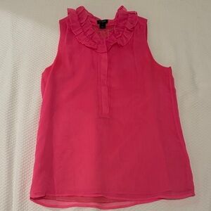J crew Vibrant Pink Ruffled Blouse